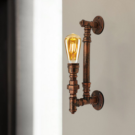 Rustic Red Steampunk Wall Sconce pipe Light~1339