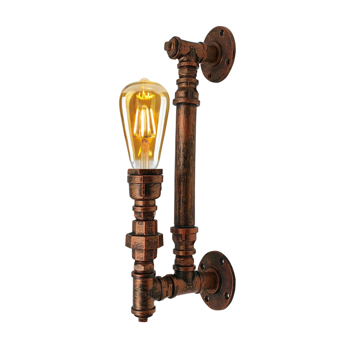 Rustic Red Steampunk Wall Sconce pipe Light~1339