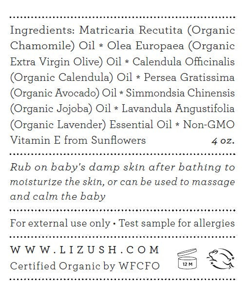 ORGANIC CALMING BABY OIL Nourishing, Soothing, Calming