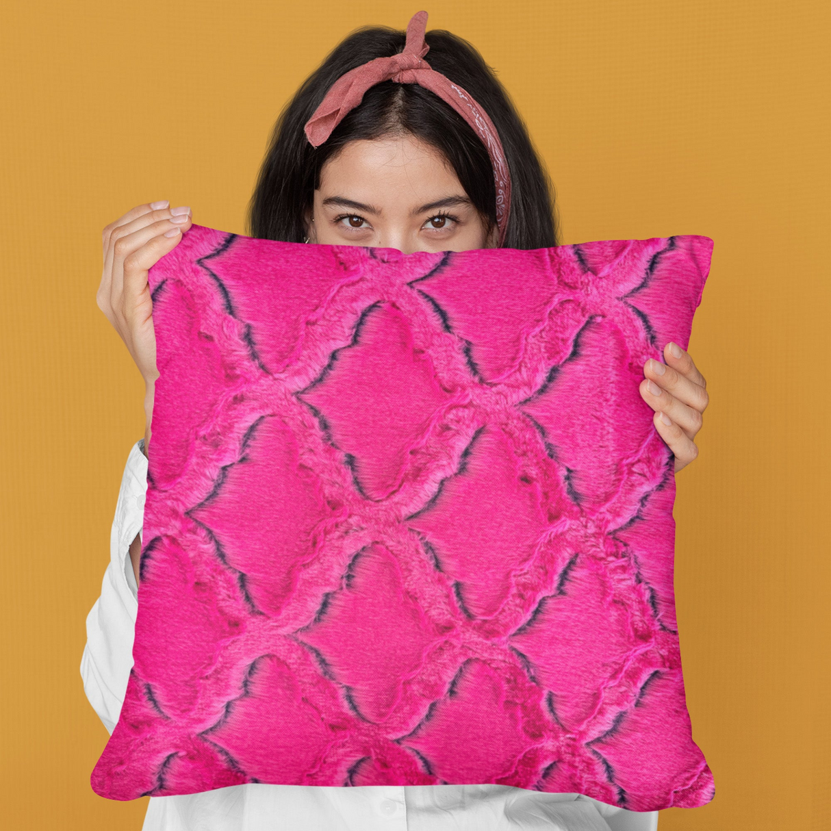 Plutus Fuchsia Purple Diamond Animal Faux Fur Luxury Throw Pillow