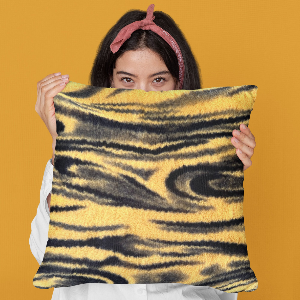 Plutus Yellow Galaxy Animal Faux Fur Luxury Throw Pillow