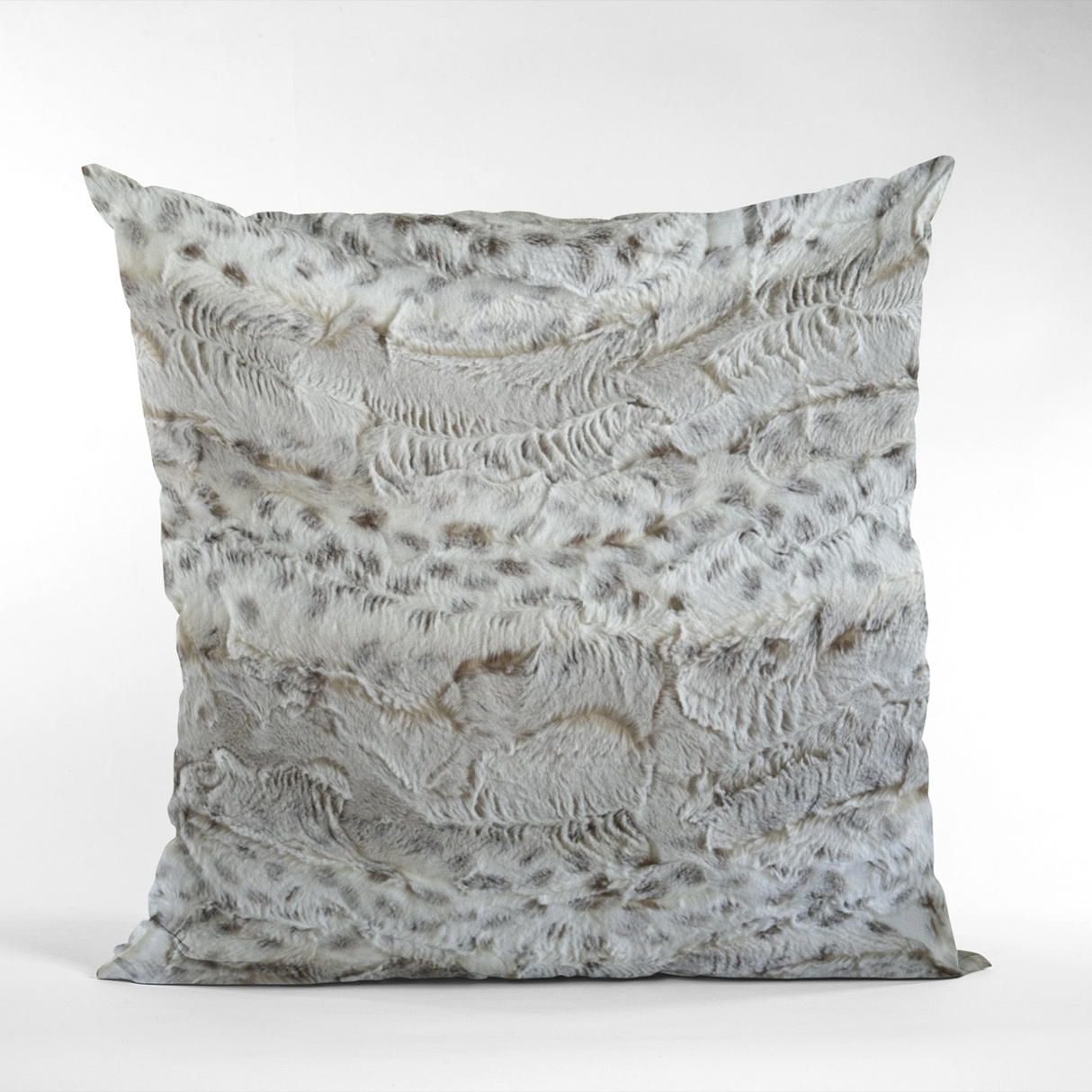 Plutus Taupe Lynx Animal Faux Fur Luxury Throw Pillow