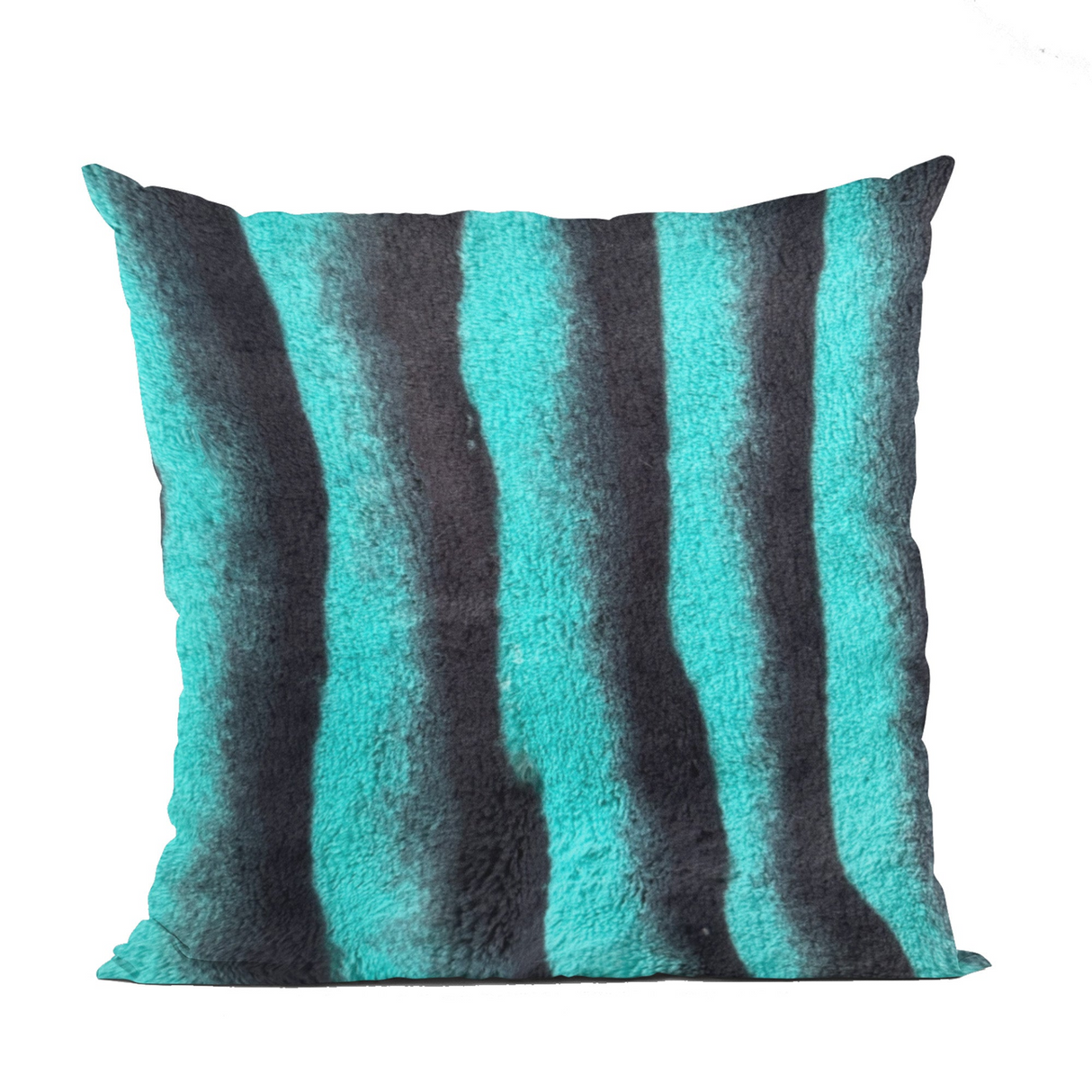 Plutus Teal Black Wild Ocean Animal Faux Fur Luxury Throw Pillow