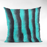 Plutus Teal Black Wild Ocean Animal Faux Fur Luxury Throw Pillow