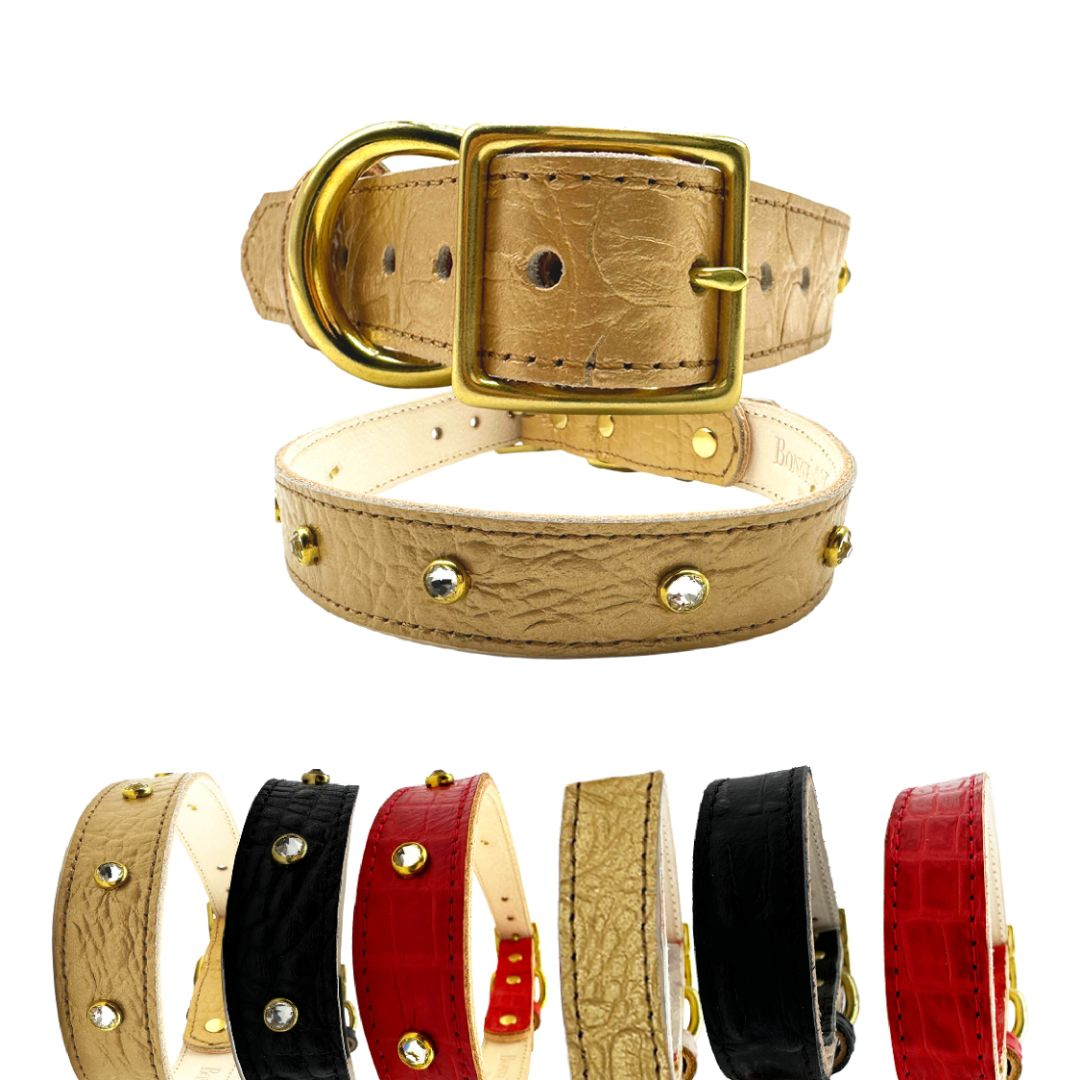 Croc Leather Dog Collar