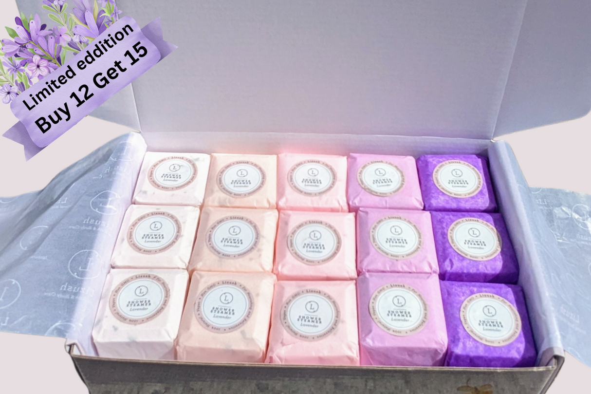 Special - Lavender Shower Steamers, Gift Set of big fizzies - Buy 12 get 15!! 3 FREE steamers!