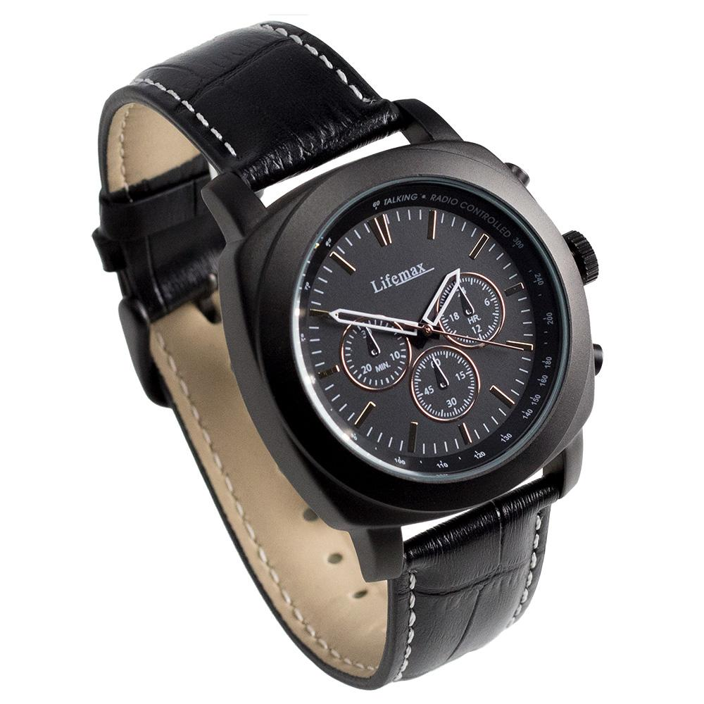 Lifemax Chronograph Atomic Talking Watch - Black Leather