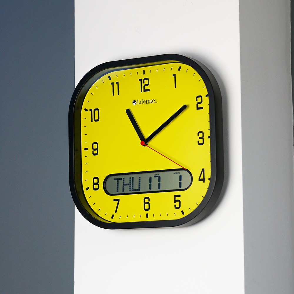 Lifemax Clear Time Day Date Wall Clock (High Contrast)