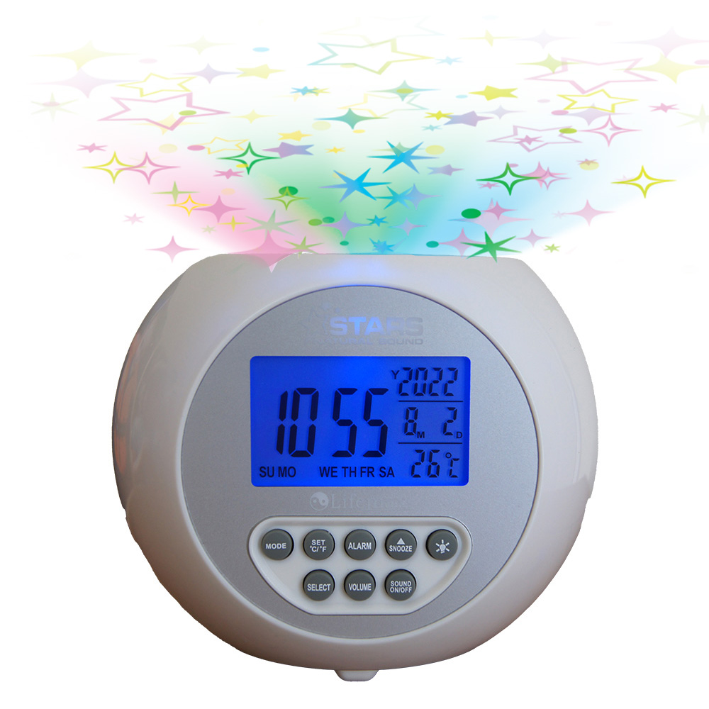 Lifemax Star Projection Sound Machine Clock - Silver