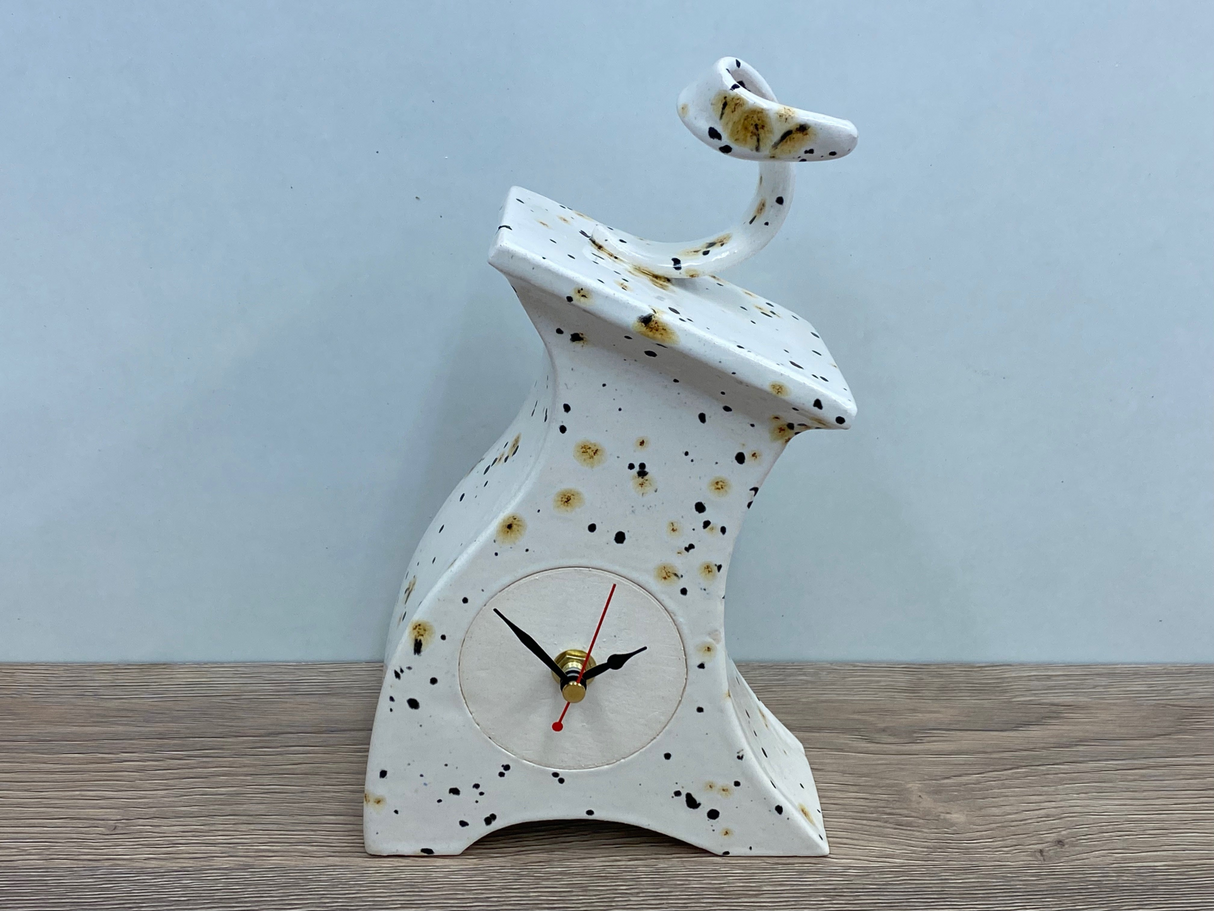 Ceramic Mantel Clock - Confetti Glaze