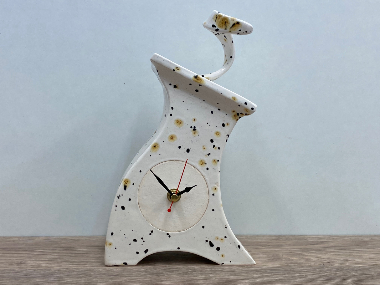 Ceramic Mantel Clock - Confetti Glaze