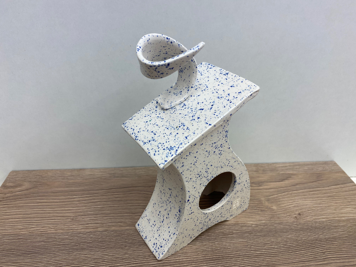 Ceramic Mantel Clock - Light Blue Speckled