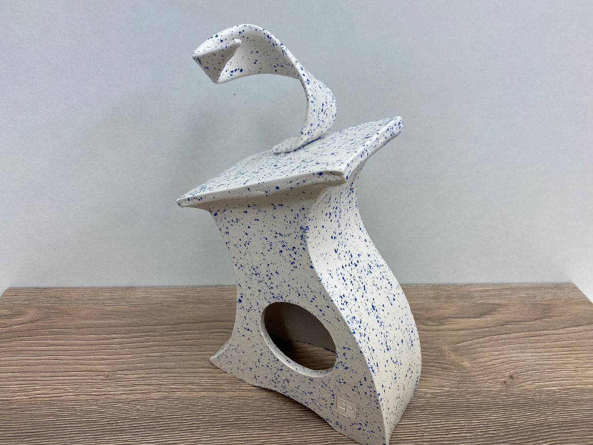 Ceramic Mantel Clock - Light Blue Speckled