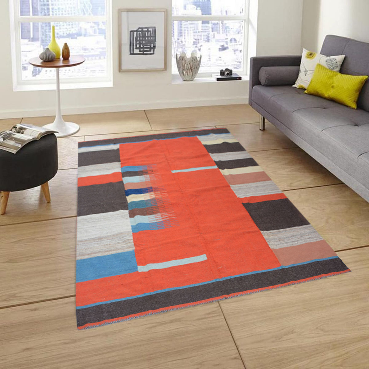 Modern  Carmine Pink Kilim Rug