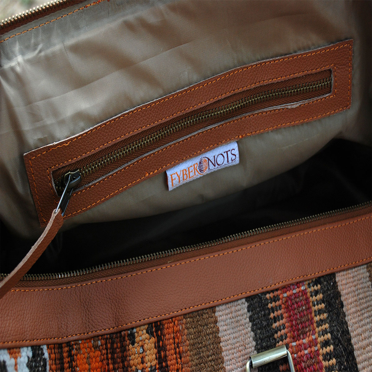 Kilim Leather Metallic Bronze  Duffle Bag