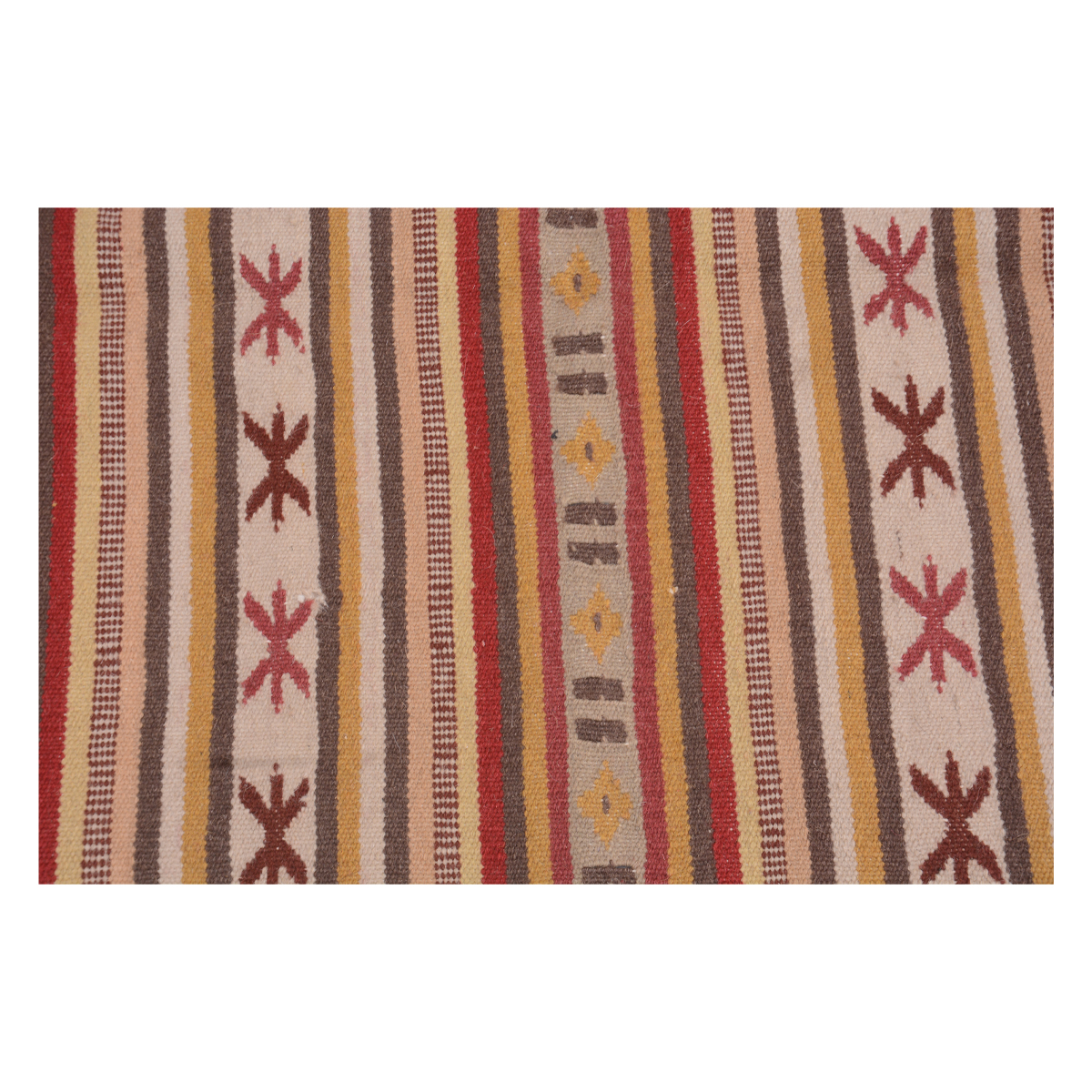 Vintage Handwoven Calico Strip Rug