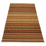 Vintage Handwoven Calico Strip Rug