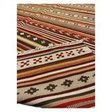 Vintage Handwoven Calico Strip Rug