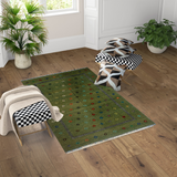 Soumak Thatch Green Kilim Rug