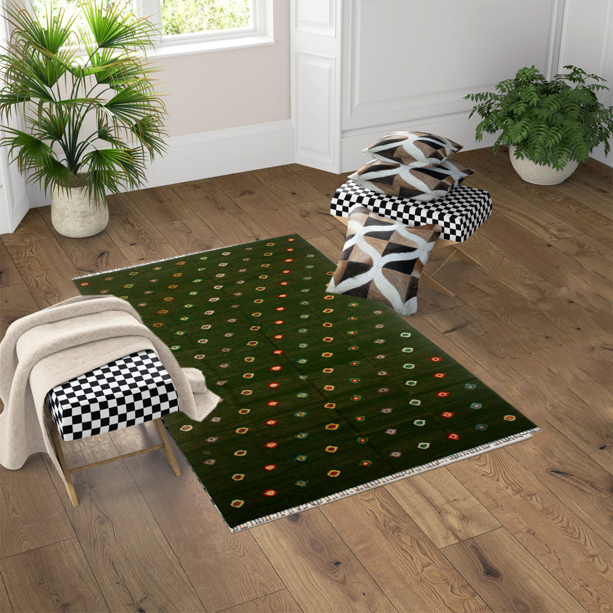 Soumak Turtle Green Kilim Rug