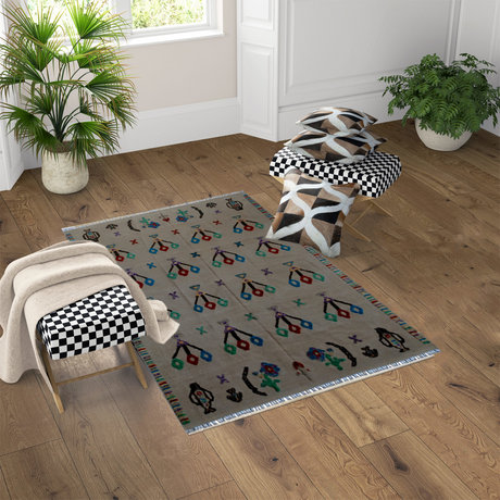 Soumak Peat Beige Kilim Rug