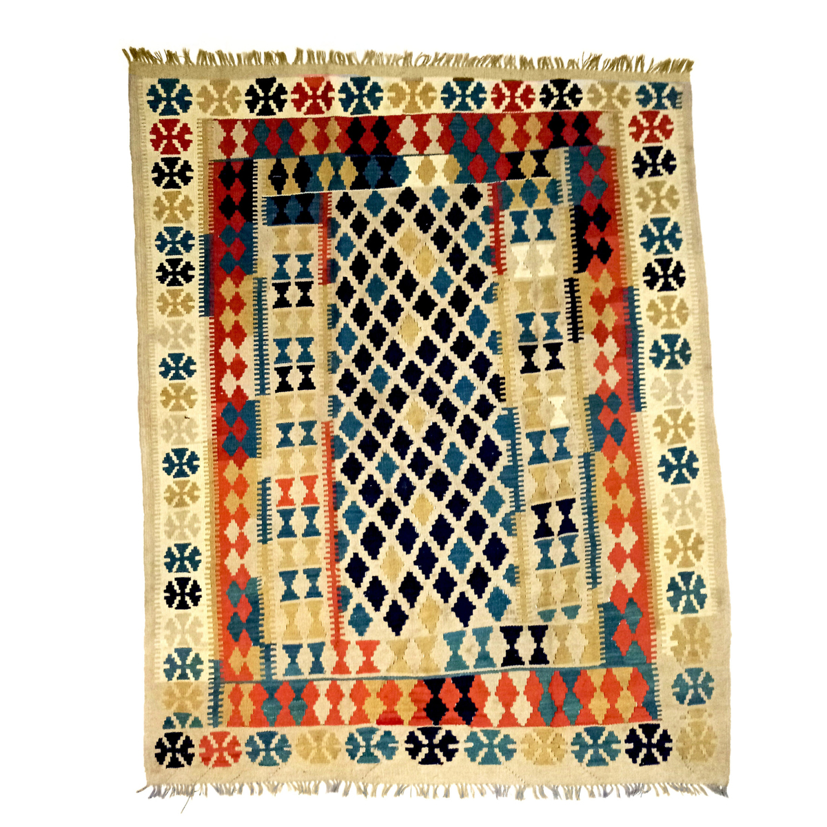 Handmade Dairy Cream Kilim Rug