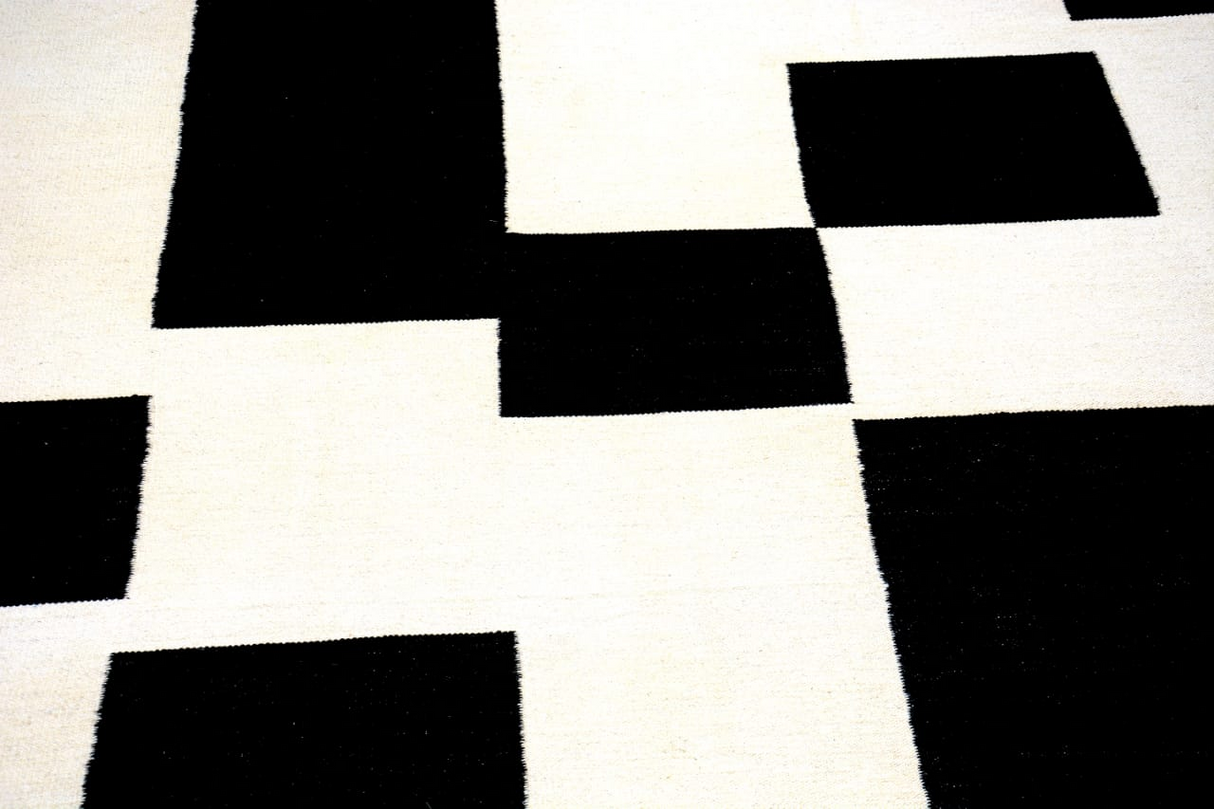 Handmade Black And White Rug Kilim