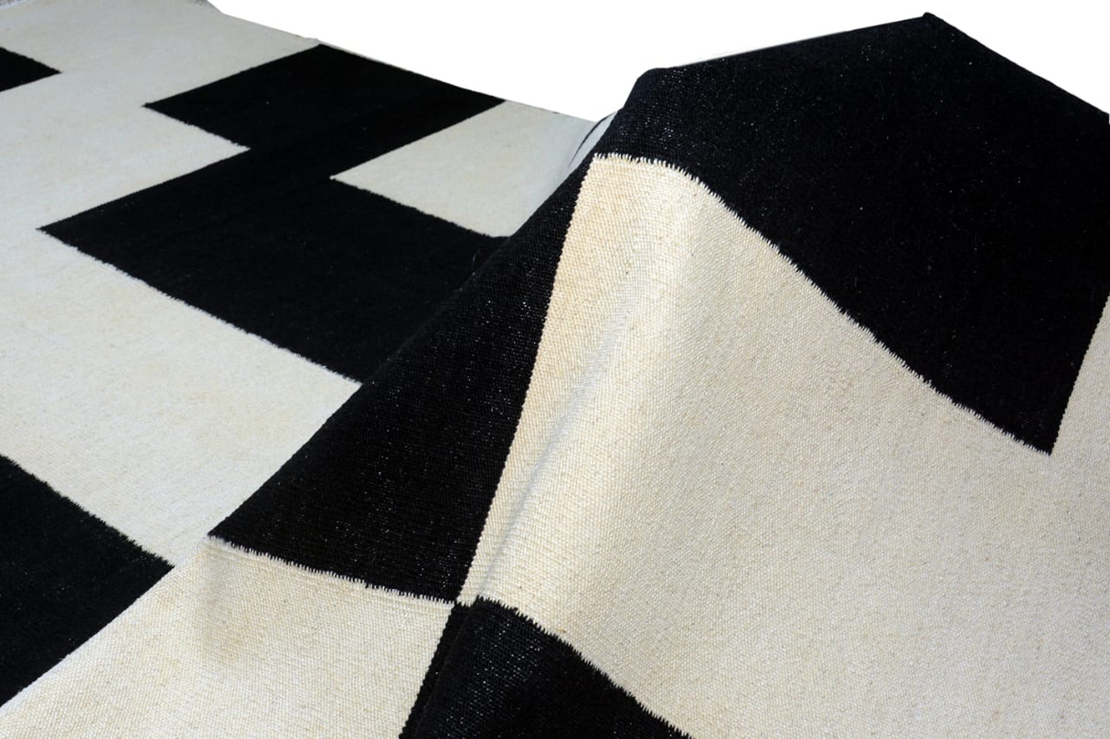 Handmade Black And White Rug Kilim