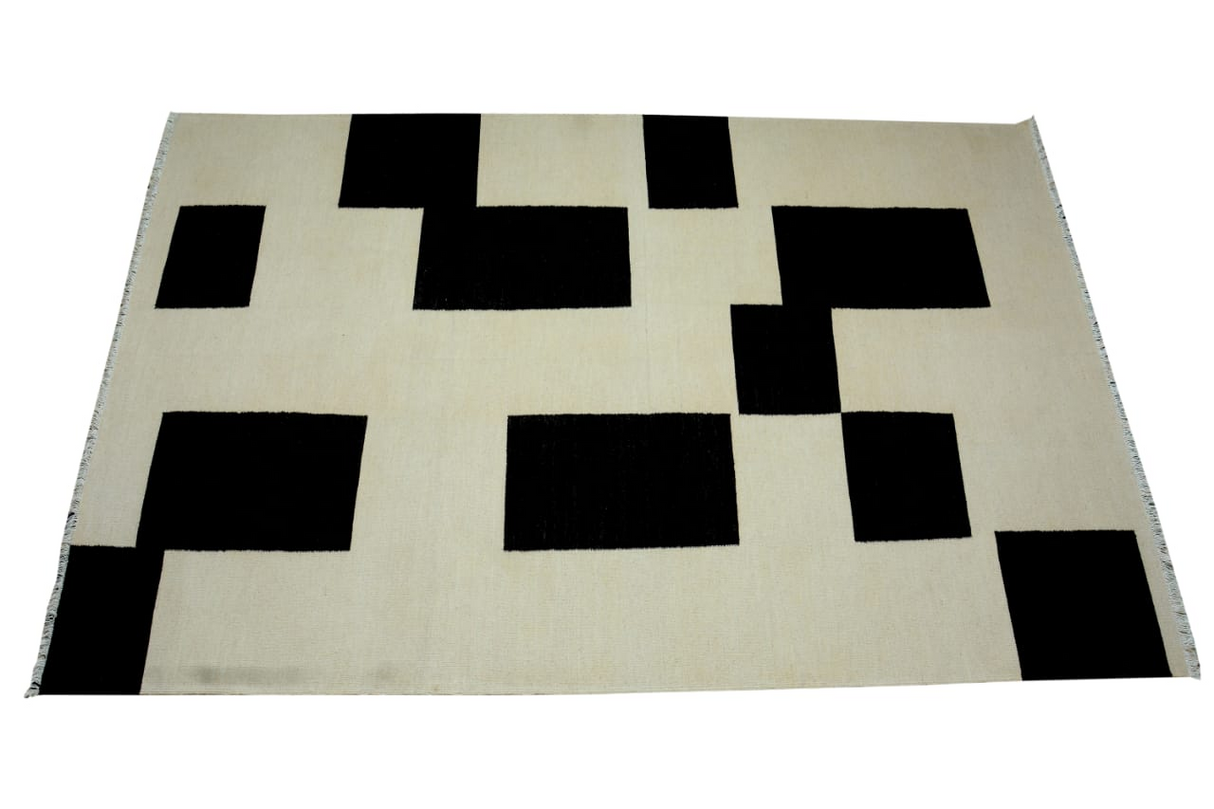 Handmade Black And White Rug Kilim