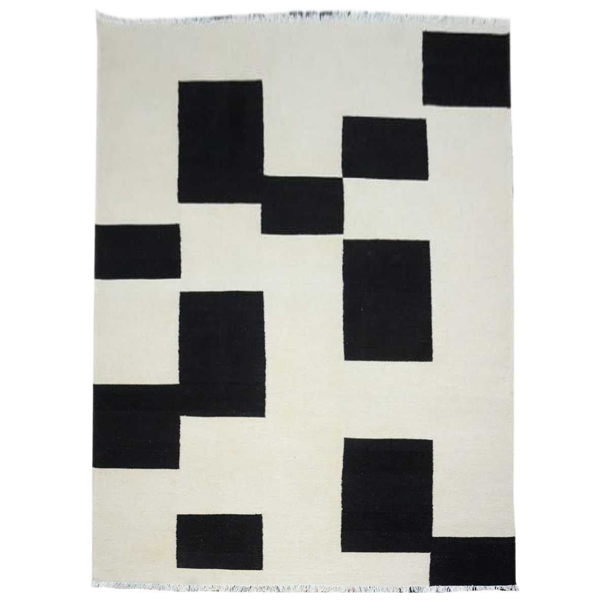 Handmade Black And White Rug Kilim