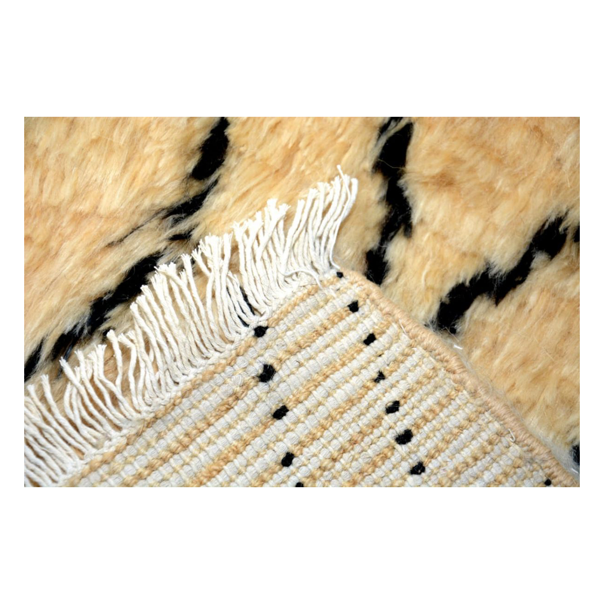 Moroccan Yellow Fluffy Soft Rug