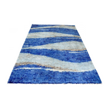 Moroccan Blue White Fluffy Soft Carpet