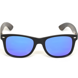 Ebony wood classic style sunglasses with blue mirrored polarized lenses