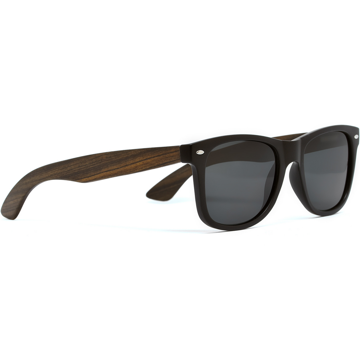 Ebony wood classic style sunglasses with black polarized lenses