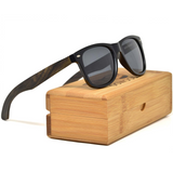 Ebony wood classic style sunglasses with black polarized lenses