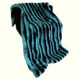 Plutus Teal Black Wild Ocean Faux Fur Luxury Throw Blanket