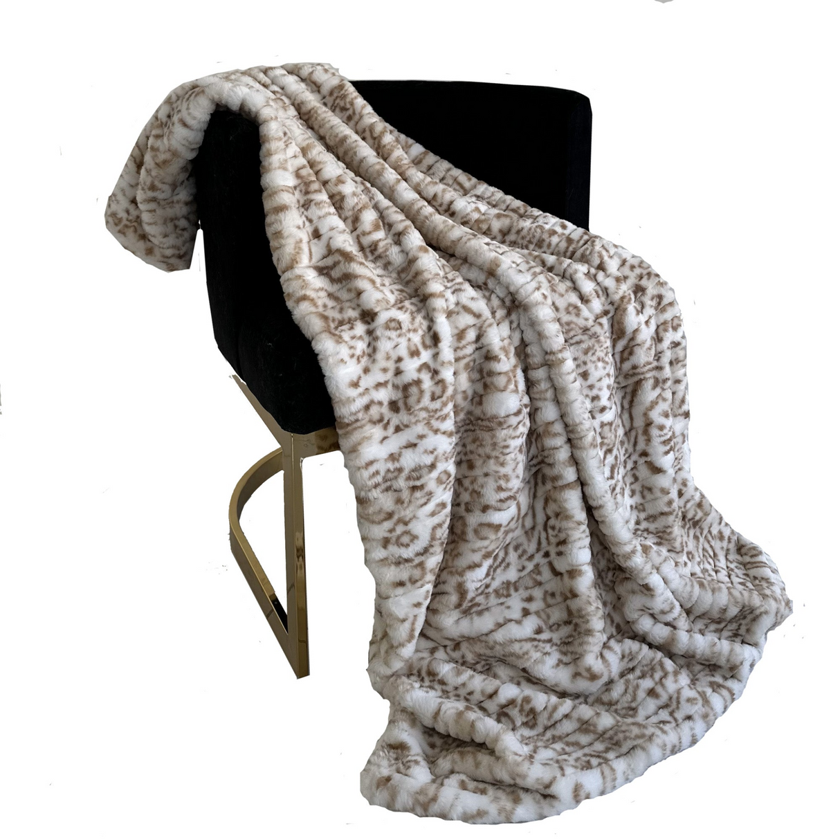 Plutus Light Brown Luxe Lash Faux Fur Luxury Throw Blanket