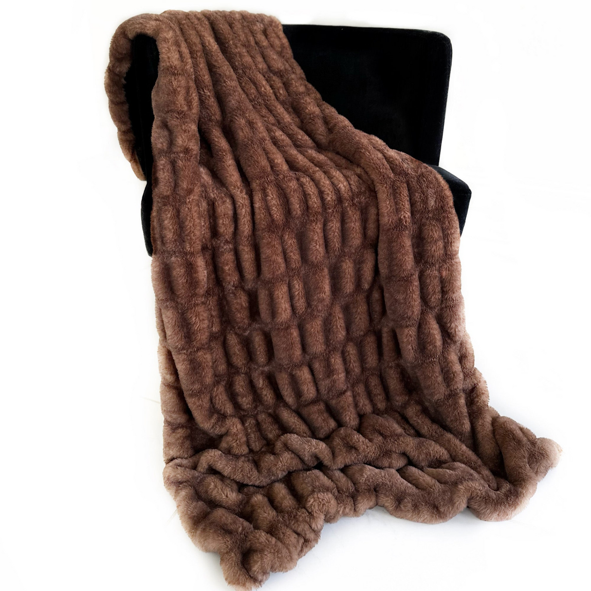 Plutus Brown Plush Pelt Faux Fur Luxury Throw Blanket