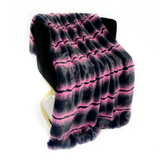 Plutus Fuchsia Black Fluffy Fields Faux Fur Luxury Throw Blanket