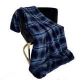 Plutus Blue Fluffy Fields Faux Fur Luxury Throw Blanket