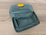 Butter Dish Grey with Yellow Handle