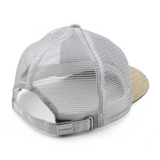 Curved brim baseball style mesh cap made with a real wood brim