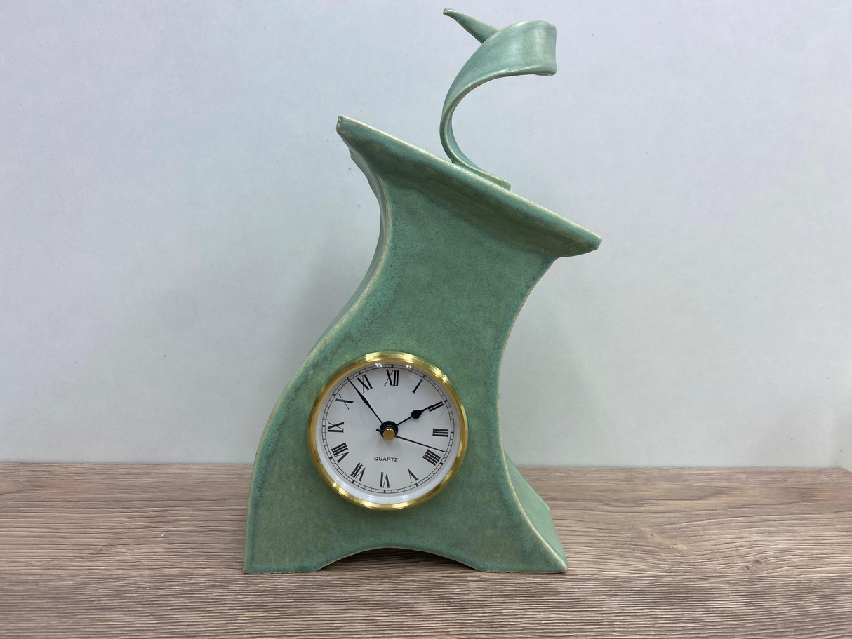 Ceramic Mantel Clock with Enclosed Face - Cornish Copper