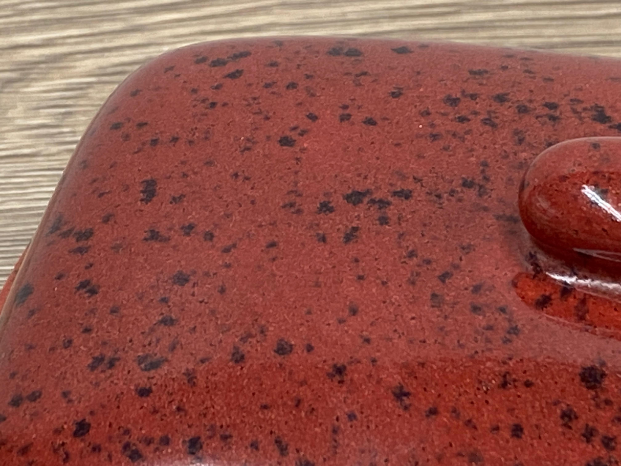 Butter Dish with Lid Speckled Red Glaze