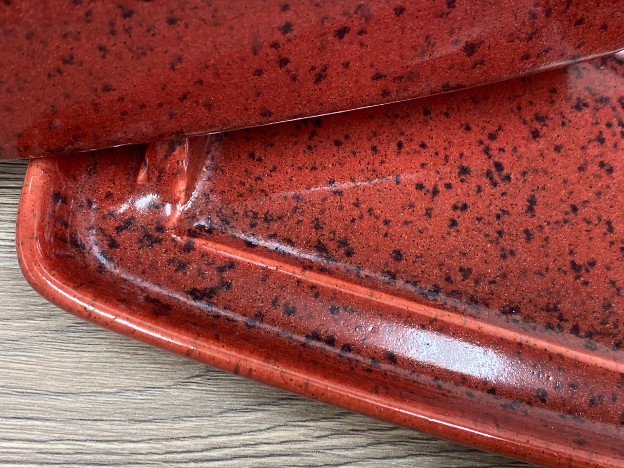 Butter Dish with Lid Speckled Red Glaze