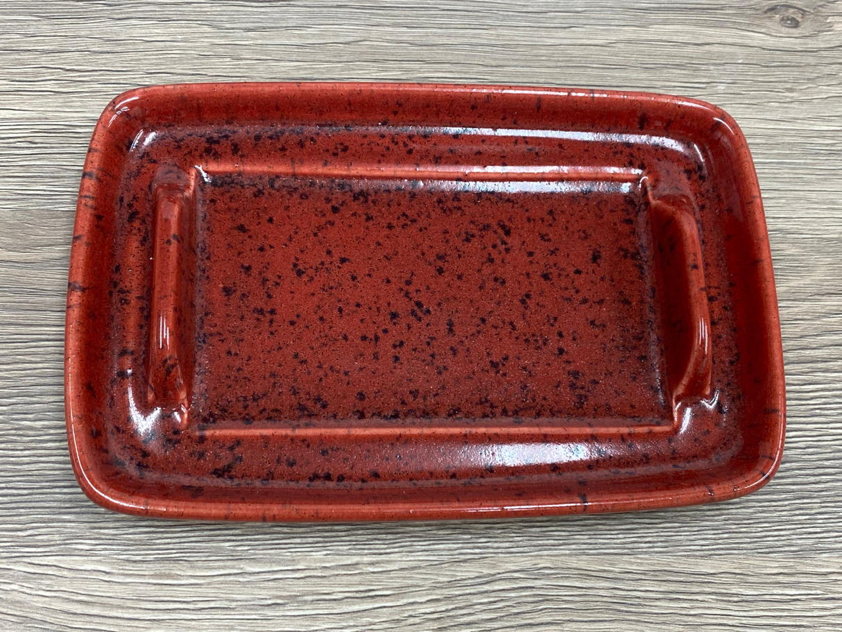 Butter Dish with Lid Speckled Red Glaze