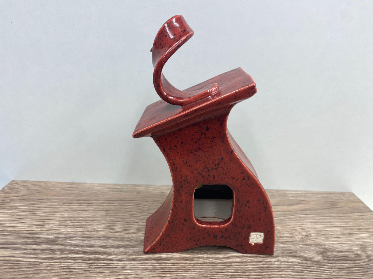 Ceramic Mantel Clock with Open Face - Speckled Red