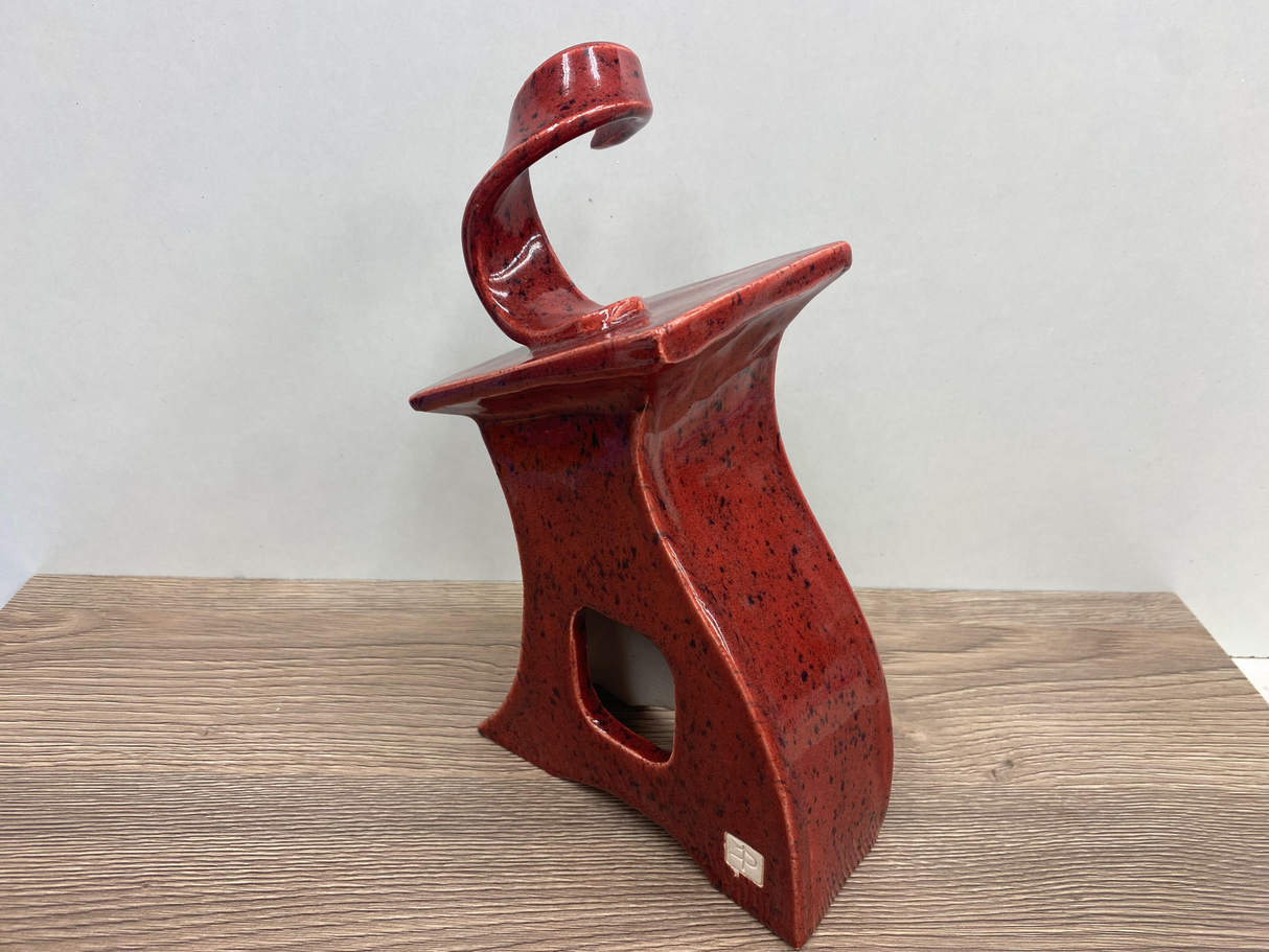 Ceramic Mantel Clock with Open Face - Speckled Red