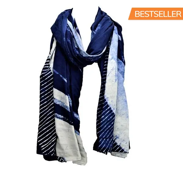 Serenity Indigo handprinted scarf