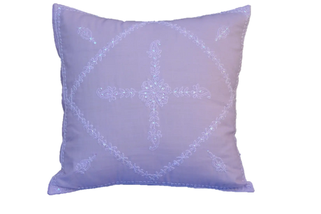 Hand Embroidered Sequins Decorative Lavender  throw Pillow